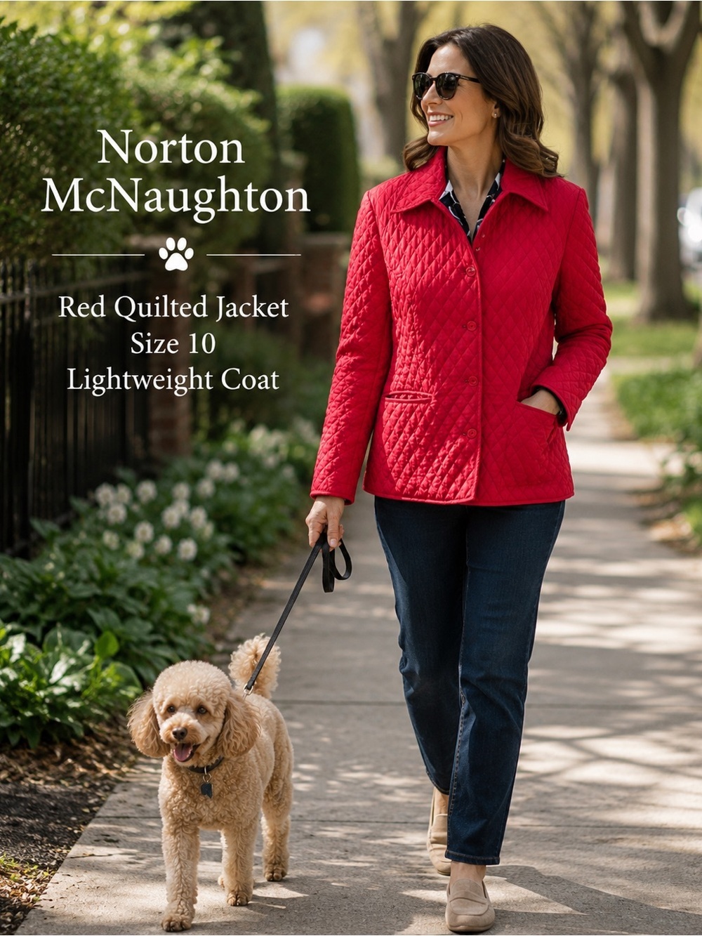 Women’s Norton McNaughton Red Quilted Jacket Size 10 Lightweight Coat